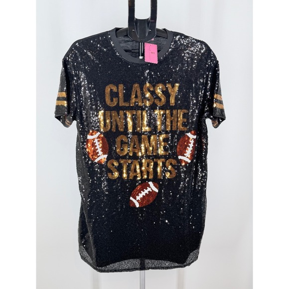 Simply Southern Dresses & Skirts - Simply Southern Classy Until The Game Starts Sequin Football T-Shirt Dress L/XL